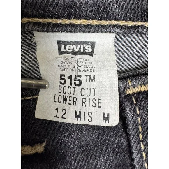 Vintage Levis Jeans Womens 12 Black 515 M Mis Boot Cut Low Rise Stretch Faded - Picture 3 of 11
